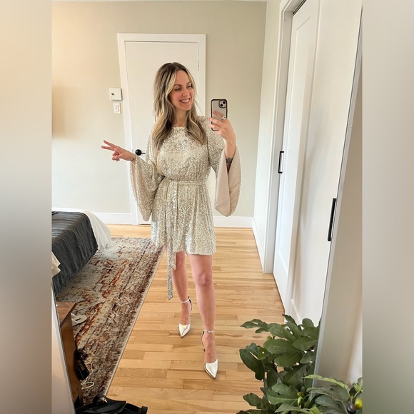 Jay Godfrey champagne sequin mini dress size 4 - Picture 4 of 5